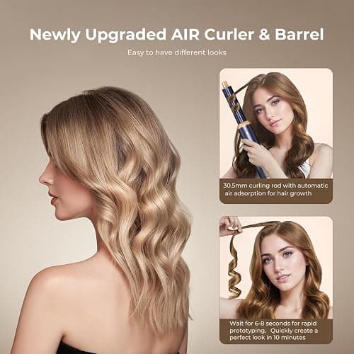 5 in 1 Hair Dryer Brush, Negative Ion Air Styler Wrap Hair Styler Upgrade Blow Dryer Brush Air Curler for Hair, Blowout Brush Set As A Gift for Straight/Curl/Drying/Smoothing thumbnail 2