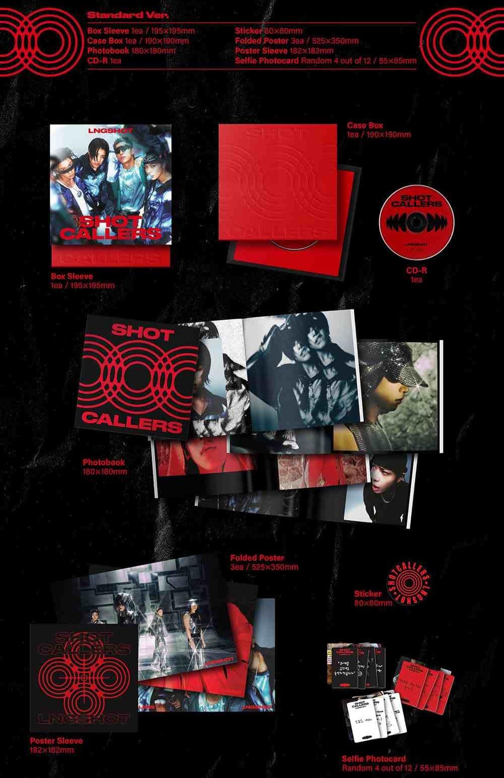 LNGSHOT SHOT CALLERS 1st EP Album [Standard Ver.] Photobook + CD + 4 Photocard + Sticker + 3 Folded Poster (Moonwalkin') thumbnail 2