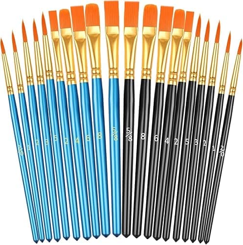 20 Pcs Paint Brushes, Acrylic Painting Brush Set, Watercolor Brushes, Acrylic Brushes for Oil Watercolor, Miniature Detailing, and Rock Painting - Image 1