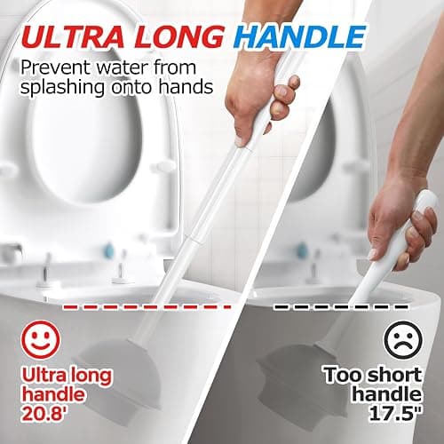 FORASTO 2 in 1 Toilet Brush and Plunger Set, Toilet Bowl Brush Plunger Set,Extended Handle Plunger,Bathroom Cleaning Tools,Toilet Brush Plunger Combo,Cleaning Brush（Pearl White，20.8inch） thumbnail 3