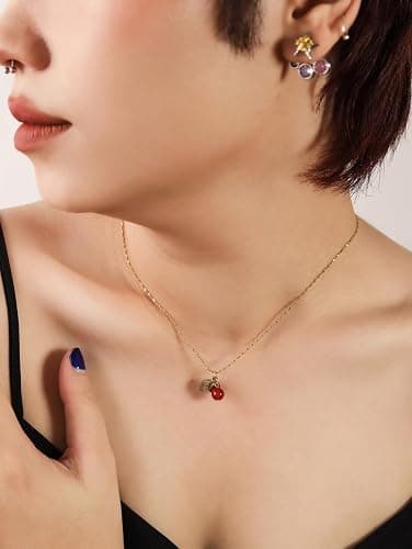 OJERRY Kawaii Cute Dainty Gold Plated Fruit Food Pendant Necklaces, Simple Jewelry Accessories Gifts for Women Girls thumbnail 3
