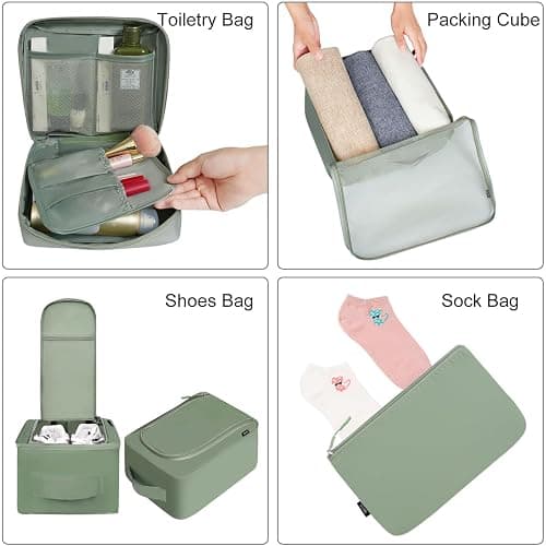 BAGAIL 8 Set Packing Cubes Luggage Packing Organizers for Travel Accessories-Matcha Green thumbnail 3