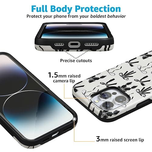 Casely iPhone 16 Pro Case | Goth Girlie | Black Bows Coquette | Compatible with MagSafe | Bold Protective Case Design thumbnail 2