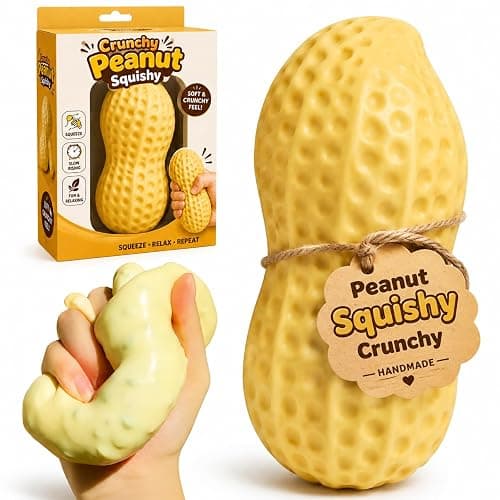 Crunchy Peanut Squishy, Bead Filled ASMR Squeezy (1PC) | Realistic Food Shaped Decompression Squeeze Ball, Soft Slow Rebound Sensory Gift for Office Adults - Image 1