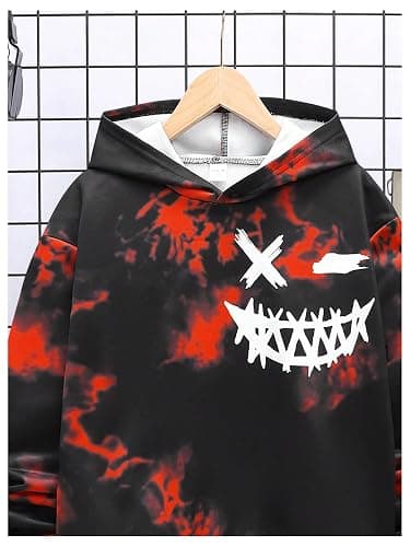 WDIRARA Boy's 2 Piece Outfits Colorful Graphic Print Long Sleeve Hoodie and Sweatpants Set Tracksuit thumbnail 3