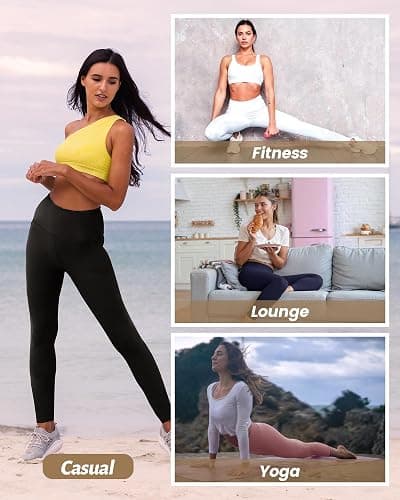 NexiEpoch 4 Pack Leggings for Women - High Waisted Tummy Control Soft Black Capri Yoga Pants with Pockets for Workout thumbnail 5