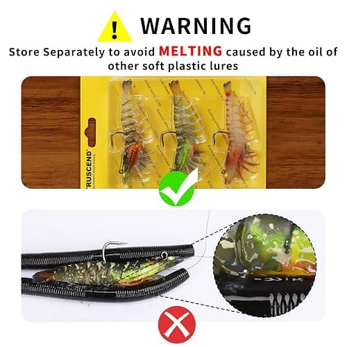 TRUSCEND Pre-rigged Fishing Jig Lures for Freshwater and Saltwater, Innovative Super Durable TPE Bass Lures, Lifelike Shrimp Crayfish Swimbait, Weedless Lure for Crappie Trout Walleye, Keep Separately thumbnail 2