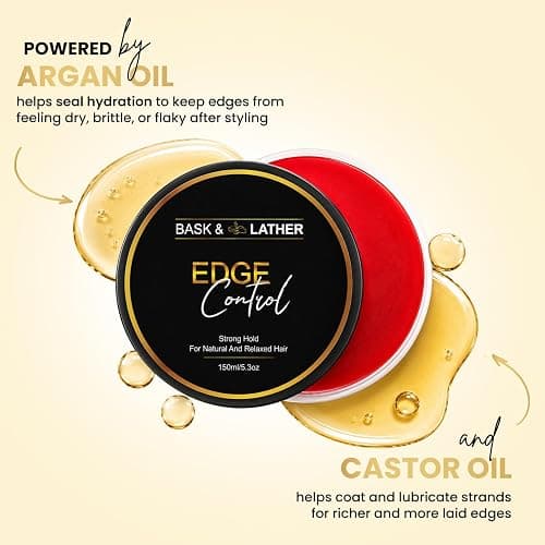 BASK & LATHER | Edge Control Gel for Natural & 4C Hair, Strong Hold, 5.3 oz thumbnail 2