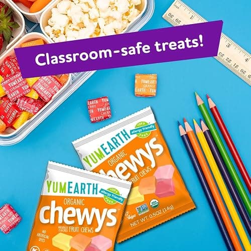YumEarth Organic Chewys Fruit Flavored Candy Chews - Allergy Friendly, Gluten Free, Non-GMO, Vegan, No Artificial Dyes - Assorted Flavors, 7.5 oz. thumbnail 6