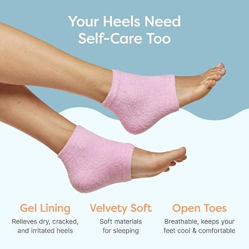 ZenToes Moisturizing Socks for Cracked Heel Treatment, Vitamin E, Olive Oil and Jojoba Oil Infused Heel Socks, Galentines Day Gifts, Self Care Gifts for Women (Fuzzy Pink, Regular) thumbnail 5