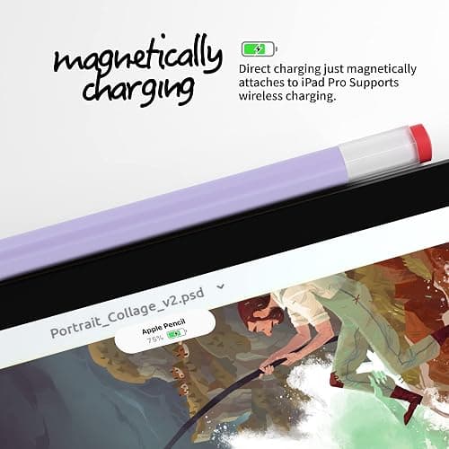 ELETIUO Silicone Case Compatible with Apple Pencil 2nd Generaion Cover,Protective Holder Grip Sleeve with Cap Accessories Compatible with iPad Pro 11 12.9 inch,Purple thumbnail 5