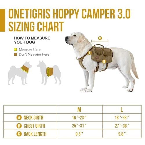 ONETIGRIS Dog Hiking Backpack, Dog Pack for Medium Large Dogs, HOPPY CAMPER 3.0 Dogs Saddle Bag Harness Outdoor Hiking (M, Brown) thumbnail 8
