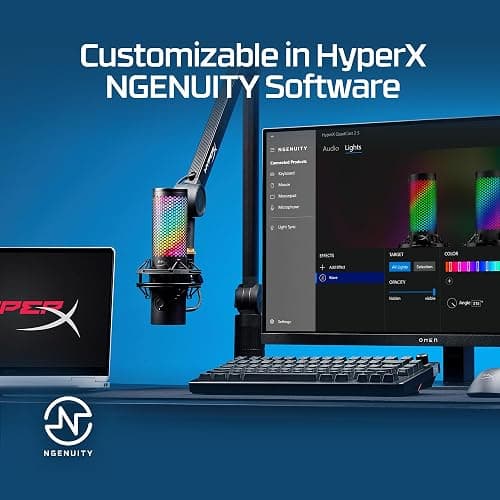 HyperX QuadCast 2 S – USB Microphone, with RGB Lighting, Streaming and Podcasting, with On-Board Controls, LED Lighting, Removable Shock Mount, PC, Mac, USB-C - Black thumbnail 11