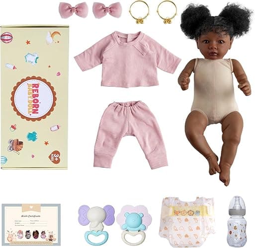 BABESIDE Lifelike Reborn Baby Dolls Daisy Black Girl- 20 Inch Soft Body Realistic-Newborn Handmade Real Life Baby Dolls with Clothes and Toy Gift for Kids Age 3+ thumbnail 8