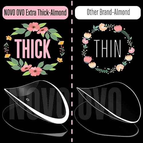 NOVO OVO Medium Almond Nail Tips Extra Thick Press on No C Curve, Soft Gel Natural Fake Nail Extension, Full Cover Clear False Nails for Acrylic, French Manicure Salon DIY x 14 Sizes 224 pcs thumbnail 3