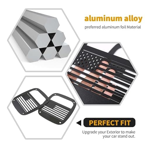 RT-TCZ Metal Tail Light Guards Covers for Rear Taillights 1987-2006 Jeep Wrangler YJ TJ Accessories (TJ-US Flag) thumbnail 2