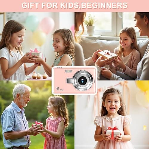 Digital Camera - 1080P FHD 44MP with 2.4" LCD Screen Compact Portable Vlogging Photo Camera with 32gb SD Card 16X Digital Zoom for Kids Teen Students Beginner (Upgrade Pink) thumbnail 7