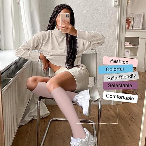 Iseasoo 4 Pairs Compression Socks for Women Circulation-Best Support for Nurses,Running,Athletic,Travel - 01-black/Grey/White/Pink - Large-X-Large thumbnail 4