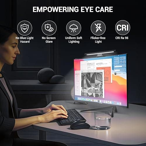 PROSmart Monitor Light Bar, Computer Monitor Lamp, 250LM No Glare Eye-Care LED Screen Bar, Fit for Curved/Flat Monitor, USB Reading Screenbar for Home/Office/Work/Game thumbnail 2