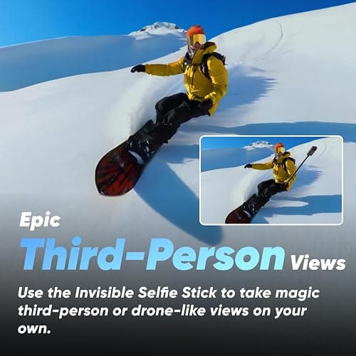 Insta360 X3 128 GB Vlog Kit - 360 Action Camera with 5.7K 360 Active HDR Video, 4K Single-Lens Camera, Waterproof, FlowState Stabilization, 2.29" Touchscreen, AI Editing, for Motorcycle, Wintersports thumbnail 5