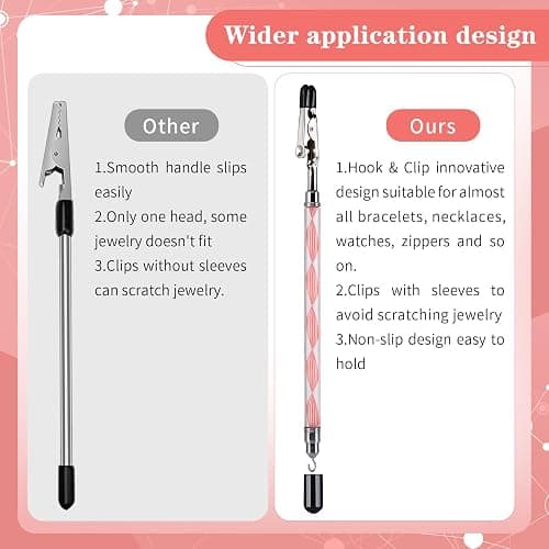 2 in 1 Bracelet Helper Tool -WIFORT Bracelet Helper to Put on Yourself, Quick Release Fastening Jewelry Clasp Helpers,Bracelet Assist Tool with Hook for Necklace, 197mm Extended Design thumbnail 6