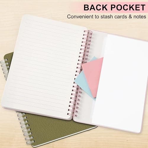 Lined Spiral Journal Notebook, A5 Hardcover Leather Notebook for Work, 5.7''×8.2'', 100GSM Thick Paper Spiral Bound Journaling Notebooks for Women & Men Office School Note Taking Business, Pink thumbnail 5