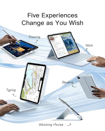 Inateck for iPad 11th/10th Generation Case with Keyboard,for iPad 10th(10.9")/11th Gen(2025 A16),Air 11" M3/M2,Air 6/5/4th,Pro 11 4/3/2/1th,Ultralight Detachable Keyboard with Touchpad, AceTouch Blue thumbnail 4