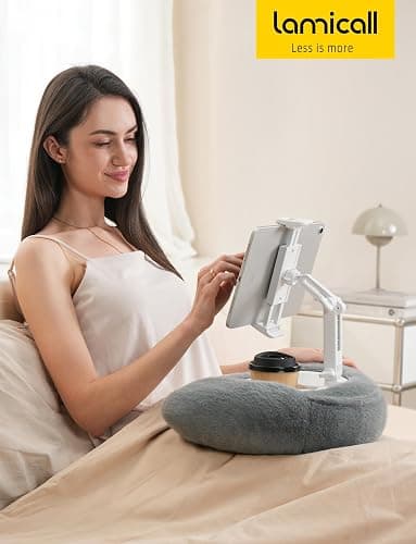 Lamicall Tablet Kindle Pillow Holder for Bed - [360° Adjustable Arm][Snack Bowl] iPad Lap Holder, Mother Day Kindle Accessories for Reading in Bed, iPad Stand for 4.7-13" Tablet, E-Reader, iPhone thumbnail 7