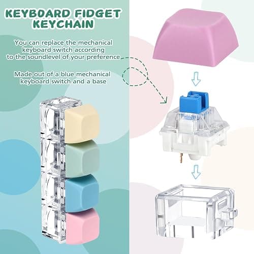 Axlksia Keyboard Fidget Toy, Fidget Clicker Keyboard Fidget Keychain, Button Fidget Gifts for Adults to Relieve Stress and Pass Time (Style B) thumbnail 4