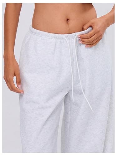 SHENHE Women's Y2k Baggy Sweatpants Low Rise Wide Leg Drawstring Open Bottom Loose Pants thumbnail 5