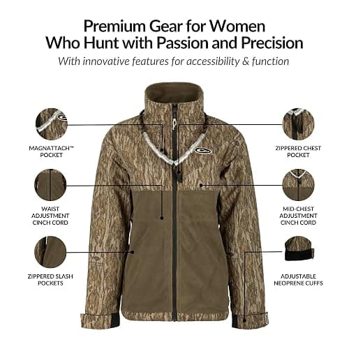 Drake Waterfowl Women's Eqwaderplus Full Zip, Mossy Oak Bottomland, Medium thumbnail 2