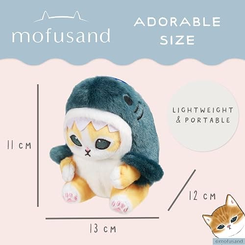 Blue Sky Studios Mofusand - Peluche a forma di gatto con squalo, morbido peluche Kawaii, da collezione, regalo con licenza ufficiale thumbnail 2
