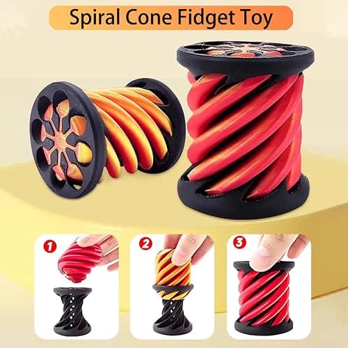 3 Packs Spiral Cone Fidget Toy,Impossible Cone Impossible Pyramid Passthrough Toy,3D Printed Spiral Cone Fidget Toy,Mini Vortex Thread Illusion Desktop Deco Souvenir Gift for Anxiety Relaxing thumbnail 7
