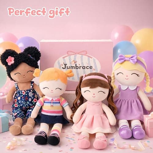 Jumbrace Soft Black Baby Doll Toys 16'' African American Baby Rag Doll for Girls, One Year Old Girl Birthday Gifts,Plush Toys for Toddlers Kids Infants (Black) thumbnail 2
