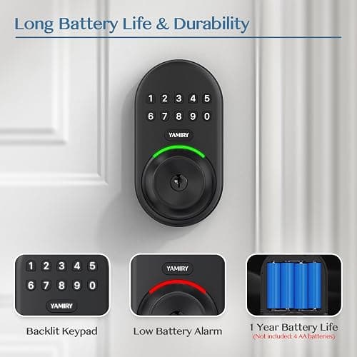 Keypad Smart Door Knob Lock, Yamiry Keyless Entry Digital Lock with Handle, Electronic Code Knob for Front Door, Easy Installation thumbnail 5