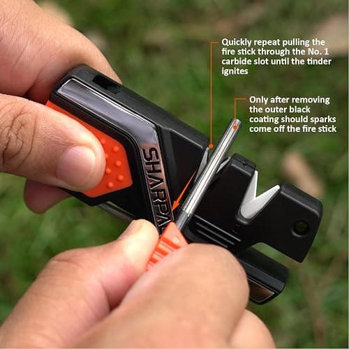 SHARPAL 101N 6-in-1 Pocket Knife Sharpener & Survival Tool – Diamond Sharpening Rod, Fire Starter Ferro Rod, Whistle – Sharpens Straight & Serrated Blades, Repairs & Hones Knives Fathers Day Gift thumbnail 6