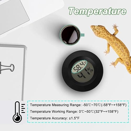 Reptile Thermometer and Humidity Gauge Digtal Terrarium Thermometer Circular Bearded Dragon Cage Accessories Reptile Temp and Humidity Gauge for Leopard Gecko Hermit Crab Gecko Lizard Etc 2pc thumbnail 4
