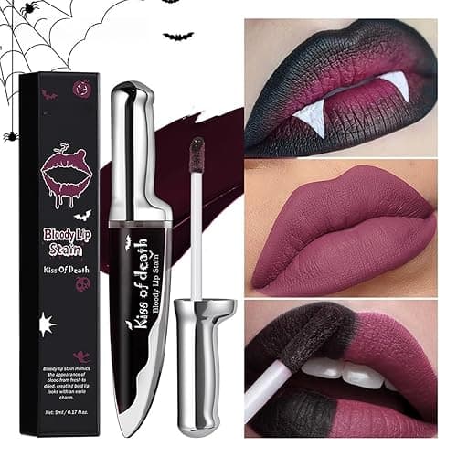 Matte Black Lipstick Bloody Lip Stain NonSticky Texture Perfect For Gothic Looks And Special Occasions Longwear Long Lasting Liquid Lipstick thumbnail 2