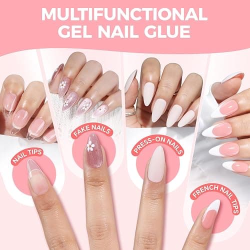 Gel Nail Glue for Press on Nails: No U V Lamp Need, Upgraded Air Fast-curing Super Strong Glue Gel Travel-Size 5ml for Nail Tips Fake Nails & Acrylic Long Lasting 3PCS thumbnail 2