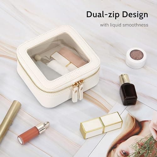 Aveniee Clear Makeup Bag Small, Mini Travel Toiletry Bag Cosmetic Bags Organizer, TSA Approved Clear Makeup Case Pouch with Zipper, Car Essentials for Women Men,White thumbnail 6