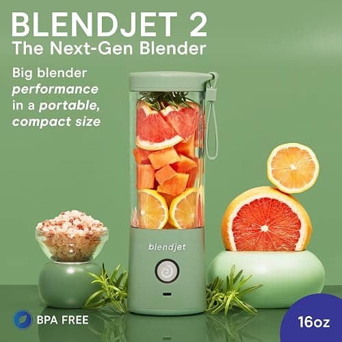BlendJet Portable Blender for Smoothies & Shakes - 16oz BlendJet 2 Cordless Personal Small Blender, USB-C Rechargeable & Self Cleaning - Mini Travel Blender with Stainless Steel Blade (Sea Glass) thumbnail 2
