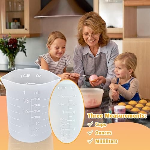 Palksky Silicone Cups for Melting Chocolate, 4PCS Silicone Measuring Cups with 250 & 350ml Capacity, Reusable Baking Supplies for DIY Chocolate Molds thumbnail 5