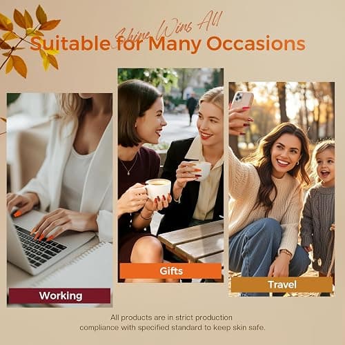 Morovan Fall Nail Polish Set: 6 Gold Maple Leaf Nail Polish Kit 2025 Glitter Autumn Fingernail Pumpkin Yellow Burnt Orange Art Quick Dry Nail Regular Mini Bulk Manicurist Women Girls Gift thumbnail 9