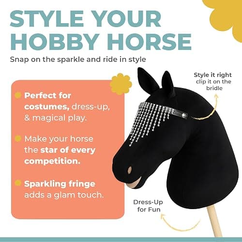 Panduro Hobby Horse Accessories Headband with Beautiful Hanging Rhinestones for Horse and Hobby Horses - Black thumbnail 4