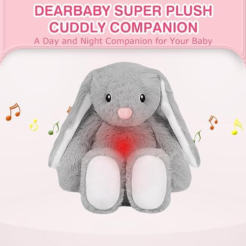 DEARBABY Baby Soother Cry Activated Sensor Toys,Heartbeat Bunny for Babies,Plush Stuffed Animal for Newborn Infants,Baby Toy Vibrating with Mom’s Heartbeat, for Girls and Boys thumbnail 8