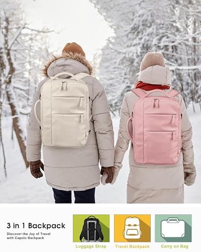 Capolo Travel Backpack for Women Men Waterproof Laptop Backpack Airlines Approved Carry On Backpack Bag Computer Bookbag for Business, Work, Traveling Fits 15.6 Inch Laptop(Beige) thumbnail 7