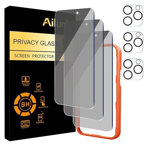 Ailun 3 Pack Privacy Screen Protector for iPhone 16 Pro Max [6.9 inch]+ 3 Pack Camera Lens Protector,Dynamic Island Compatible,Anti Spy Tempered Glass[9H Hardness][Not for iPhone 16e/16/16Pro/16Plus] - Image 1