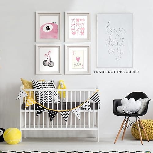 Pink Room Decor Aesthetic Wall Art Prints Poster, 8x10 Inch Canvas Prints Unframed Set of 4 Posters for Teen Girls Bedroom Dorm Décor thumbnail 3