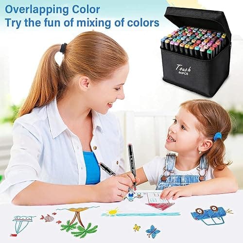 Tommax 80 Colors Alcohol Markers with Case, Dual Tip Sketch Alcohol Markers Set for Kids Adults Artists Painting, Coloring, Sketching and Drawing Alcohol Based Markers Pen thumbnail 9