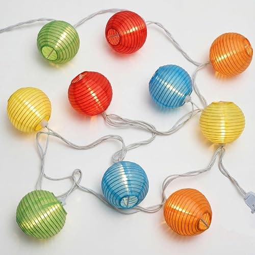 SUNSGNE Lantern String Lights, 8.5FT Indoor Lantern Christmas Lights with 10 LED Colorful Lanterns for Home Patio Party Wedding Bistro Indoor Bedroom Decoration - Image 1